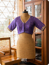 Violet Tree Of Life Zardozi Handspun Tussar Silk Blouse