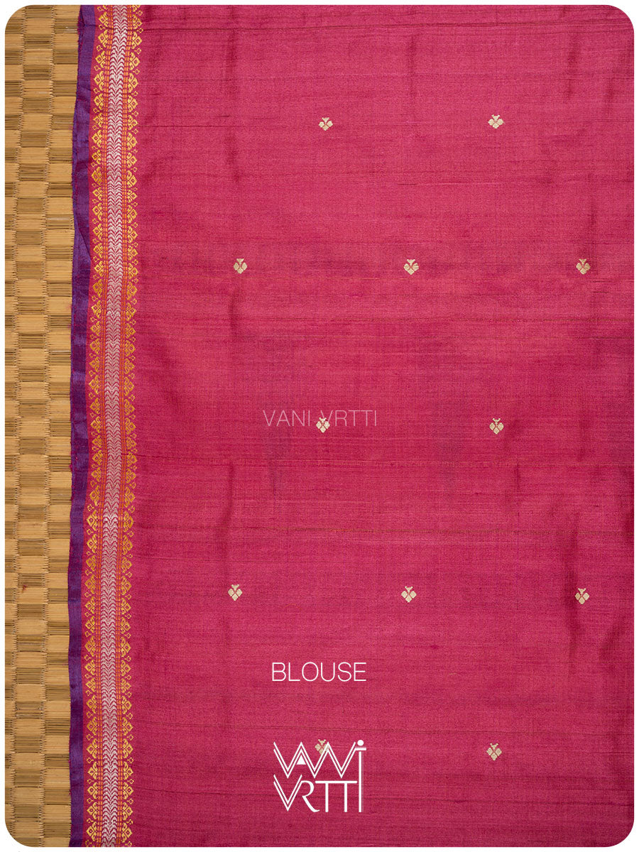 Besan Haldi Tree Of Life Handspun Tussar Silk Saree