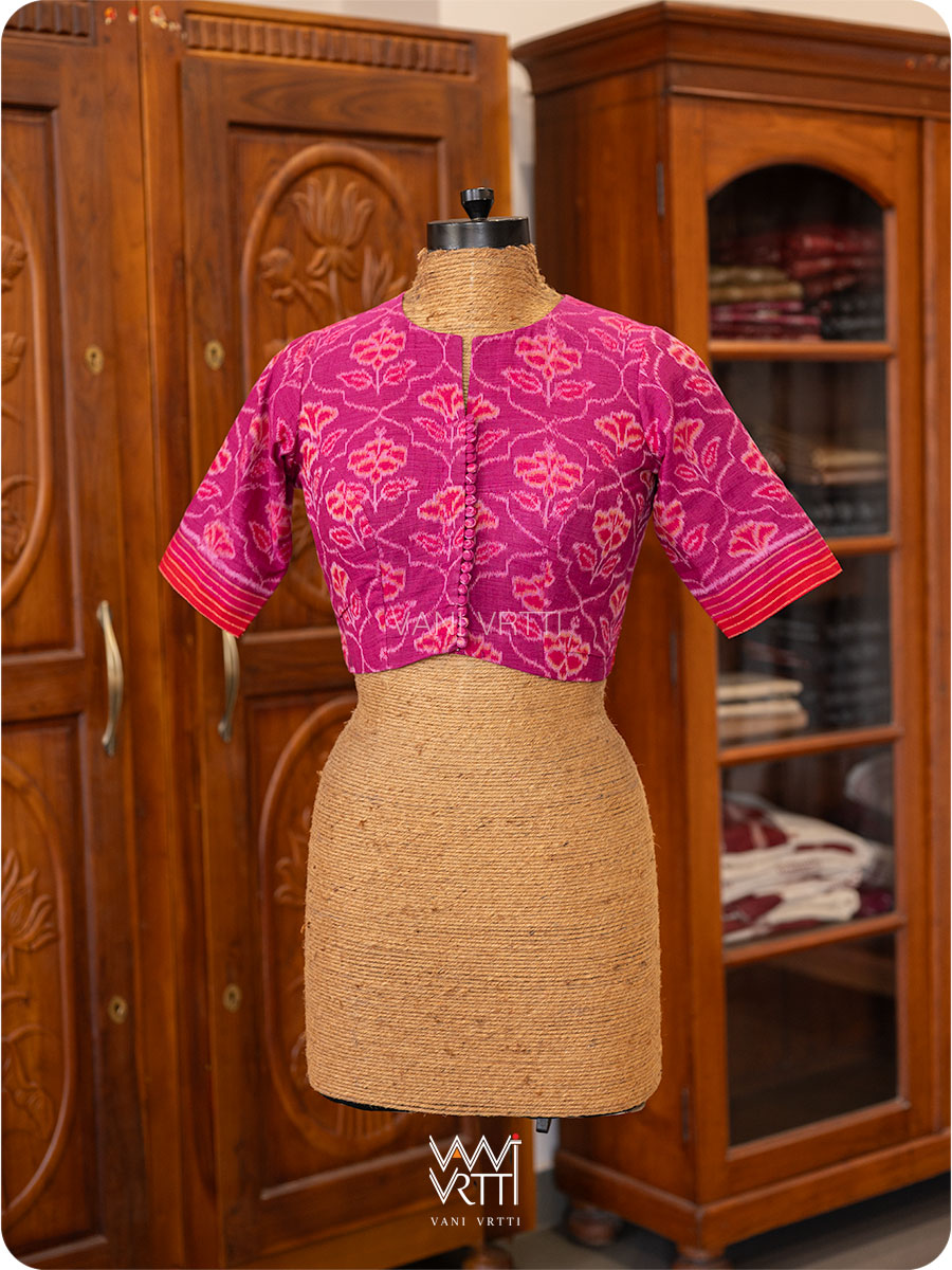 Pink Laal Jaba Cotton Ikat Blouse