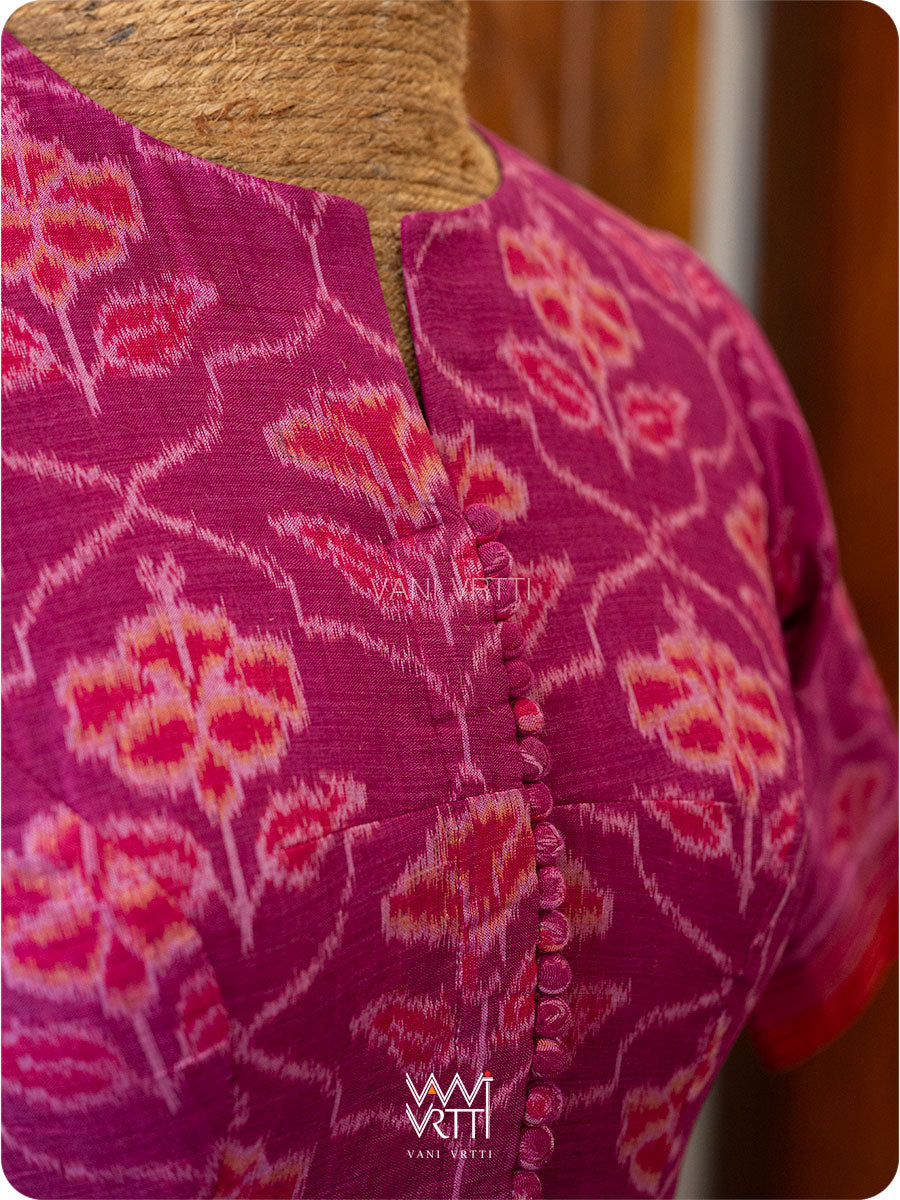 Pink Laal Jaba Cotton Ikat Blouse
