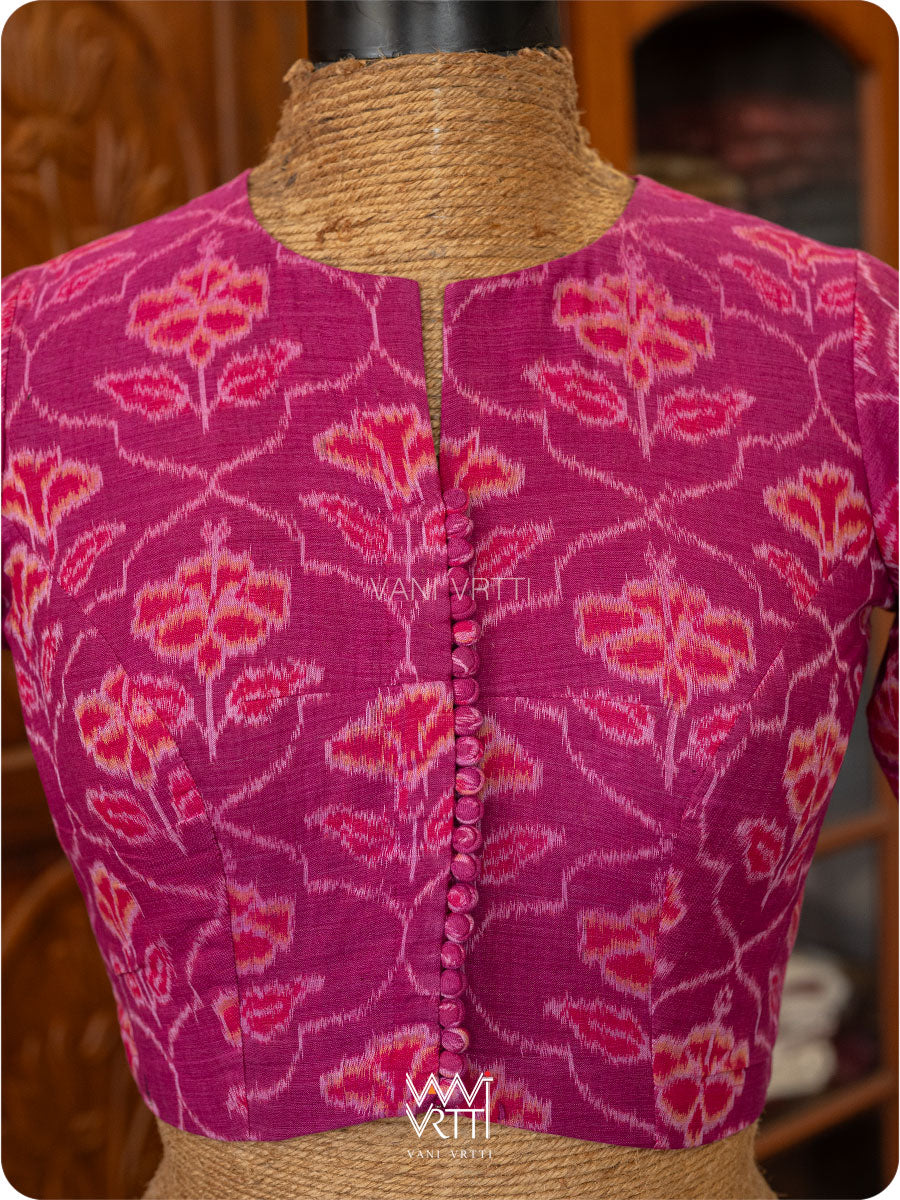 Pink Laal Jaba Cotton Ikat Blouse