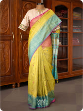Banana Leaf Green Anjana Handspun Tussar Silk Saree