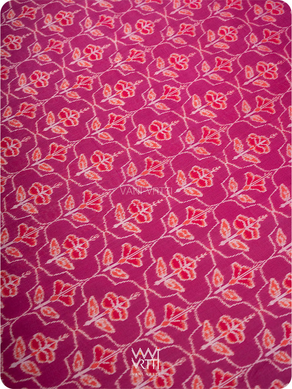 Plum Pink Laal Jaba Single Ikat Fine Cotton Saree