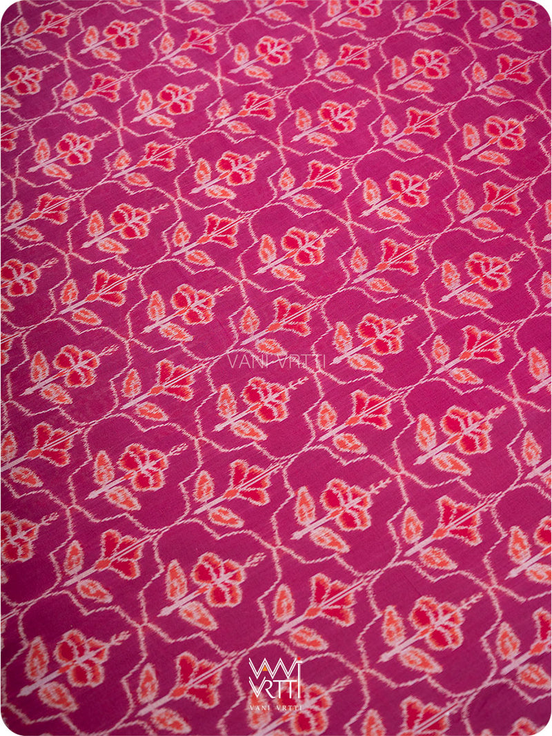 Plum Pink Laal Jaba Single Ikat Fine Cotton Saree