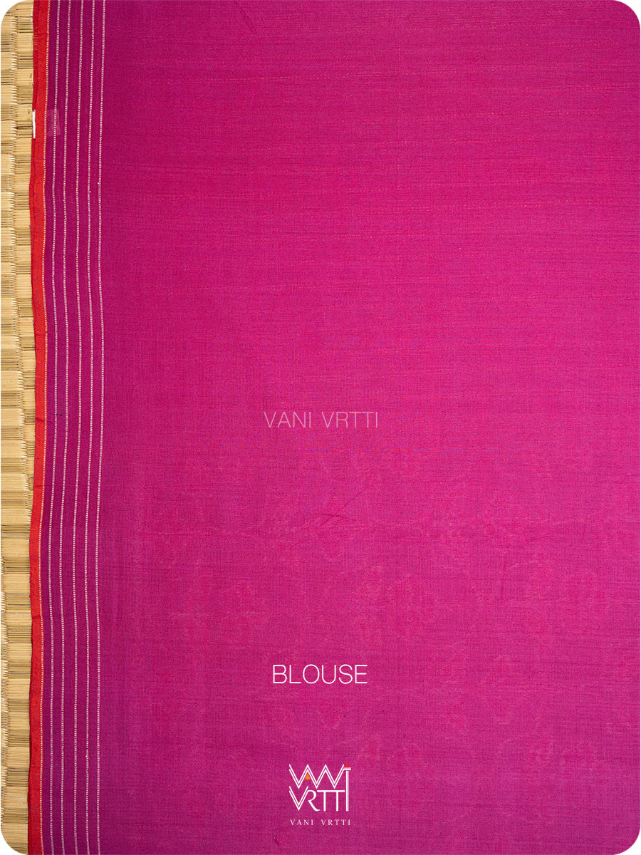 Plum Pink Laal Jaba Single Ikat Fine Cotton Saree