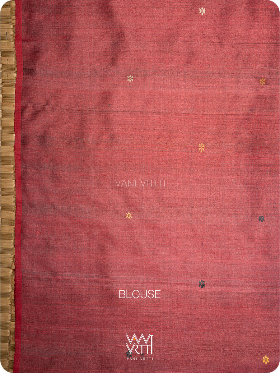 Black Parijat Jaal Handspun Tussar Silk Saree