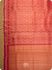 Red Iris Ikat Handspun Tussar Silk Sari