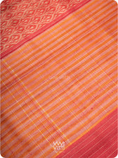 Red Iris Ikat Handspun Tussar Silk Sari