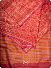 Red Iris Ikat Handspun Tussar Silk Sari