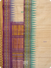 Off White Purple Green Ananta Handspun Tussar Silk Sari