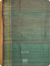 Off White Purple Green Ananta Handspun Tussar Silk Sari