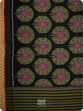 Black Lily Pond Cotton Ikat Saree