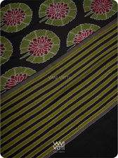 Black Lily Pond Cotton Ikat Saree
