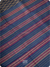 Midnight Blue Aziz Ikat Handspun Tussar Silk Saree