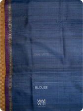 Midnight Blue Aziz Ikat Handspun Tussar Silk Saree