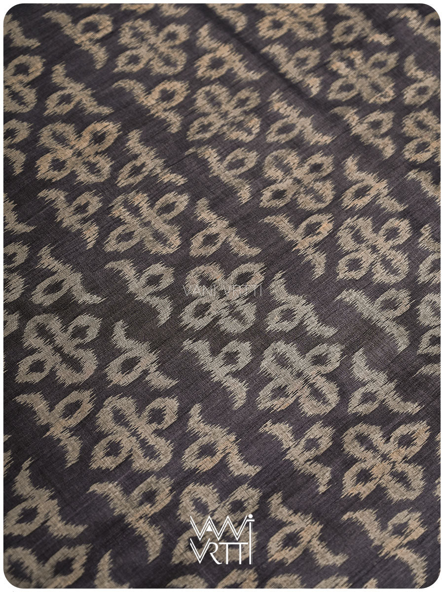 Black Ashok Phool Ikat Handspun Tussar Silk Sari