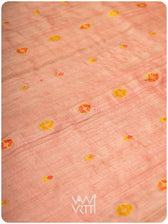 Light Peach Red Purple Brahma Kamal Master Weave Exclusive Handspun Tussar Silk Sari