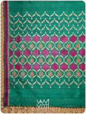 Emerald Green Pomegranate Jaal Handspun Tussar Silk Saree