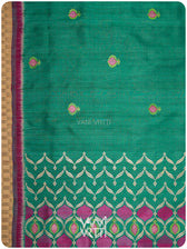 Emerald Green Pomegranate Jaal Handspun Tussar Silk Saree