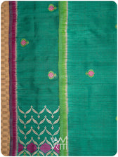Emerald Green Pomegranate Jaal Handspun Tussar Silk Saree