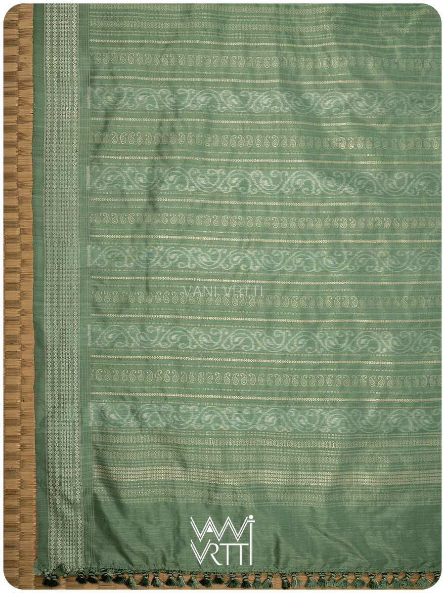Elichi Green Matsya Mulberry Leaf Natural Dyed Mulberry Silk Ikat Saree