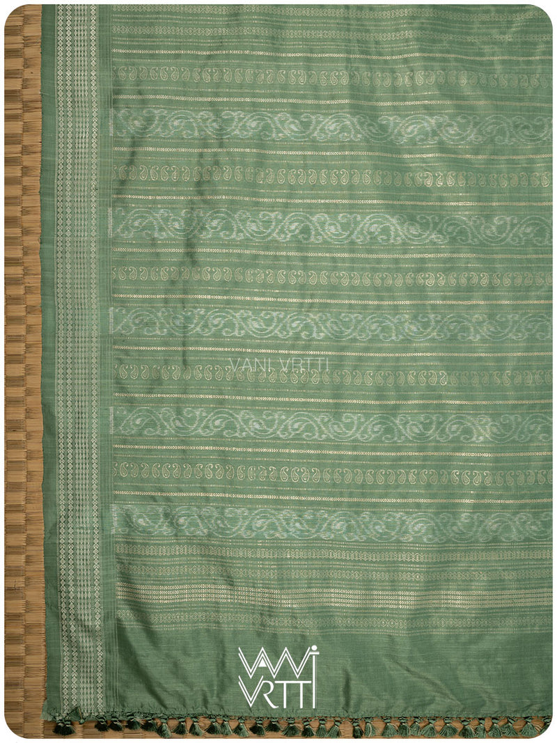 Elichi Green Matsya Mulberry Leaf Natural Dyed Mulberry Silk Ikat Saree