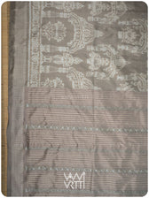 Grey Tulasi Chauda Tea Leaf Natural Dyed Mulberry Silk Ikat Saree