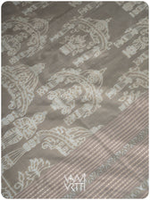 Grey Tulasi Chauda Tea Leaf Natural Dyed Mulberry Silk Ikat Saree