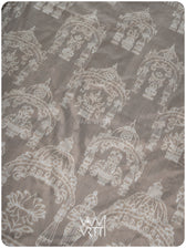 Grey Tulasi Chauda Tea Leaf Natural Dyed Mulberry Silk Ikat Saree