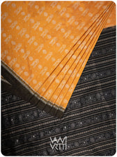Haldi Black Matsya Rudraksh Natural Dyed Mulberry Silk Ikat Saree