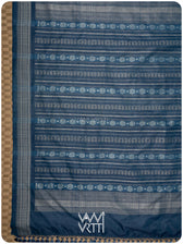 Indigo Barahamasi Phool Jaal Natural Dyed Mulberry Silk Ikat Saree