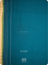 Deep Teal Blue Mastya Lily Cotton Ikat Saree