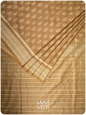 Khadi Brown Sankha Natural Dyed Mulberry Silk Ikat Saree