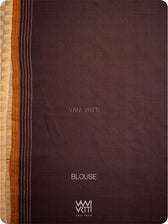 Deep Chocolate Brown Marigold Lily Cotton Ikat Saree