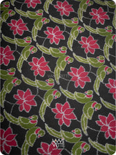 Black Lotus Parrot Fine Cotton Ikat Saree