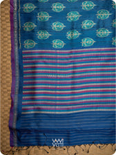 Royal Blue Peepal Ikat Handspun Tussar Silk Sari