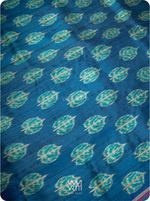 Royal Blue Peepal Ikat Handspun Tussar Silk Sari