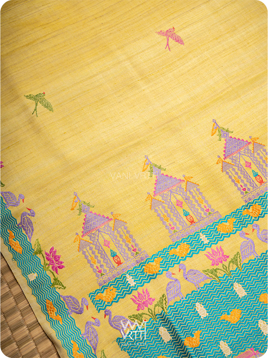 Yellow Chilika Master Weave Exclusive Handspun Tussar Silk Saree