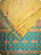 Yellow Chilika Master Weave Exclusive Handspun Tussar Silk Saree