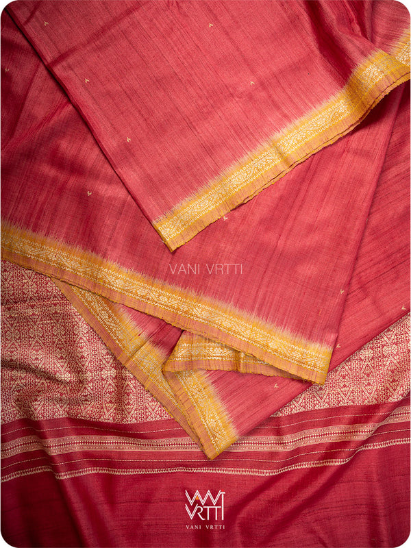 Bougainvillea pink Madhumalati Handspun Tussar Silk Saree
