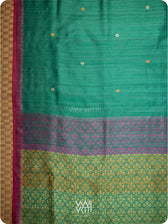 Emerald Green Parijat Jaal Handspun Tussar Silk Saree