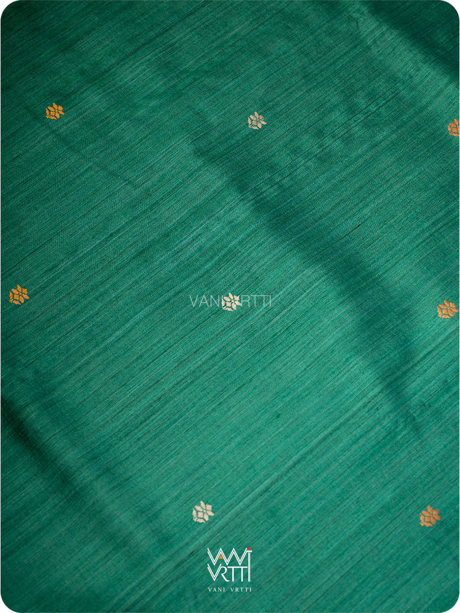 Emerald Green Parijat Jaal Handspun Tussar Silk Saree