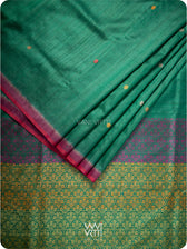 Emerald Green Parijat Jaal Handspun Tussar Silk Saree
