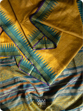 Banana Yellow Firozi Parijat Handspun Tussar Silk Saree