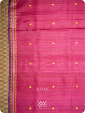 Tomato Red Tree of Life Handspun Tussar Silk Saree