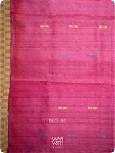 Pastel Yellow Red Pink Ganga Jamuna Ananta Handspun Tussar Silk Saree