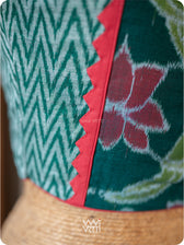 Bottle Green Zig Zag Lotus Parrot Ikat Cotton Blouse