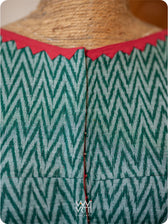 Bottle Green Zig Zag Lotus Parrot Ikat Cotton Blouse