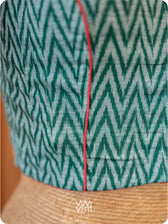 Bottle Green Zig Zag Lotus Parrot Ikat Cotton Blouse