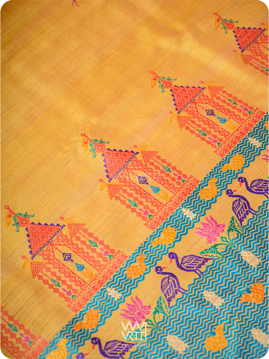 Mango Yellow Chilika Master Weave Exclusive Handspun Tussar Silk Saree